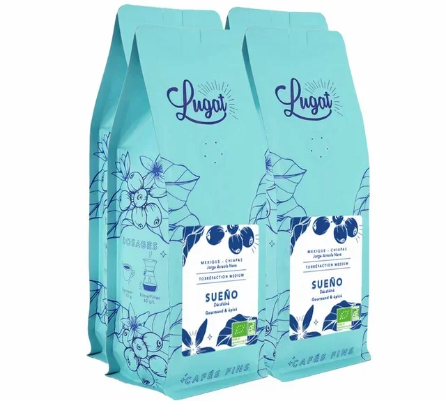 1 Kg Café Molido Ecológico Descafeinado Sueño - Lugat | Uso Profesional