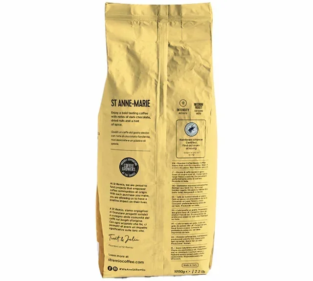 1 kg - Whole Bean Coffee - St Anne Marie - ST REMIO