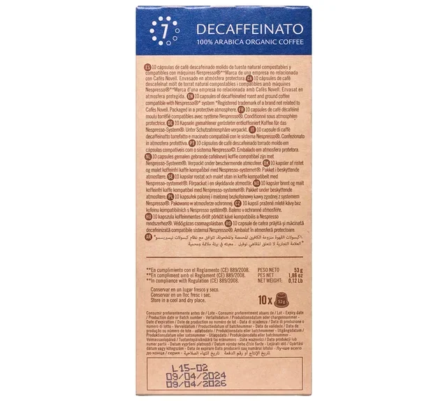 NOVELL 10 organskih kapsula bez kofeina za Nespresso* Original