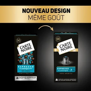 CARTE NOIRE Klassisk Espresso nr 7 - 10 kapslar för Nespresso* Original