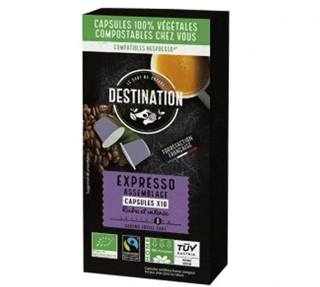 10 Reilun Kaupan Luomu Nespresso* Original -yhteensopivaa Kapselia – Puhdas Arabica Espresso – Fairtrade/Max Havelaar – DESTINATION