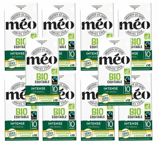 100 Kapsułek CAFES MEO Bio Max Havelaar Intense - Kompatybilne z Nespresso* Original, kompostowalne