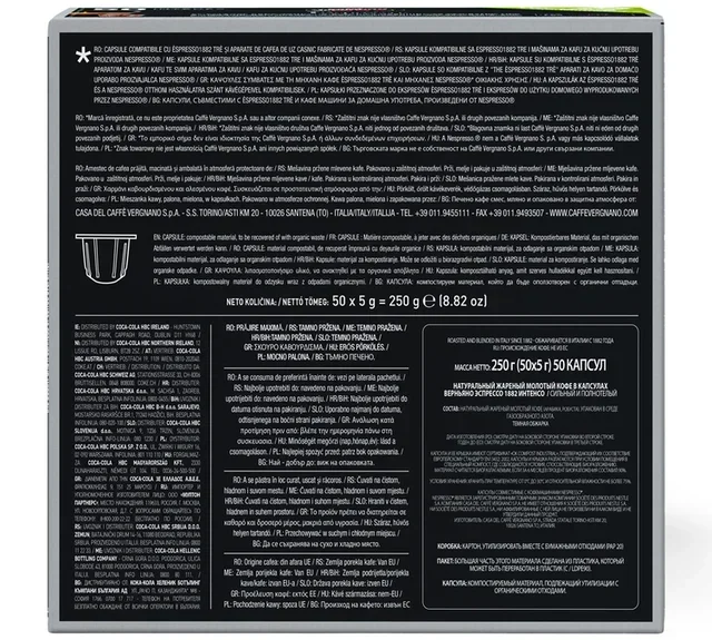 100 kapsułek kompatybilnych z systemem Nespresso* Original, smak Espresso Intenso – CAFFE VERGNANO.