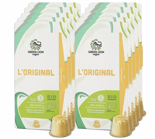 100 kapslar kompatibla med Nespresso* Original L'Original Bio för professionella - GREEN LION COFFEE