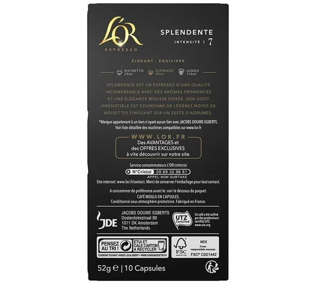 100 capsules compatible with Nespresso* Original Splendente - L'OR ESPRESSO
