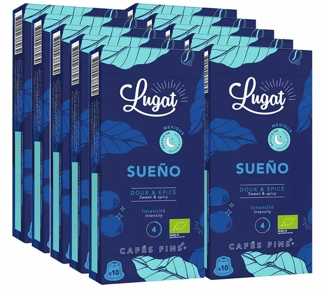 100 LUGAT Sueno Deca Bio kapsula, kompatibilne sa Nespresso* Original, organske bezkoofeinske, profesionalne