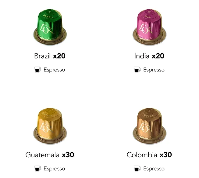 100 Nespresso* Original Compatible Capsules - Assortment of 4 Varieties - L'OR ESPRESSO