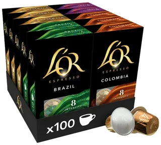 100 Nespresso* Original Compatible Capsules - Assortment of 4 Varieties - L'OR ESPRESSO