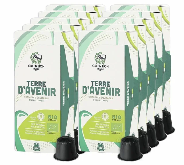 100 Cápsulas Compatibles Nespresso* Original Terre d'avenir Bio Comercio Justo Profesional - GREEN LION COFF