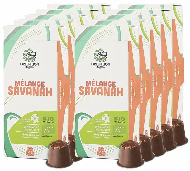 100 Capsule Savanah Bio compatibili Nespresso* Original per Professionisti - GREEN LION COFFEE