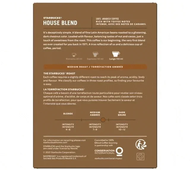108 capsules compatible with Nespresso* Original House Blend - STARBUCKS
