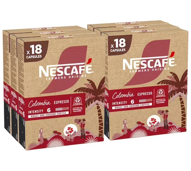 108 Nespresso Original Compatible Capsules - NESCAFE FARMERS ORIGINS Colombia