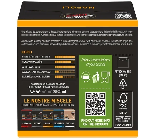 12 CAFFE VERGNANO kapselia – yhteensopiva Nescafé* Dolce Gusto* Napolin kanssa