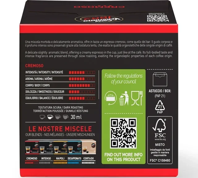 CAFFE VERGNANO kapselit (12 kpl) – Yhteensopiva Nescafé* Dolce Gusto* Cremoso