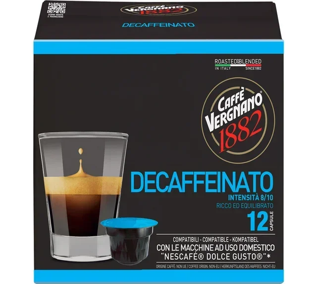 CAFFE VERGNANO 12 kapselia – kofeiiniton, yhteensopiva Nescafé* Dolce Gusto*