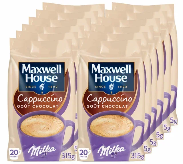 12 x 315 g - Lösligt kaffe för professionella - Cappuccino Milka® - MAXWELL HOUSE