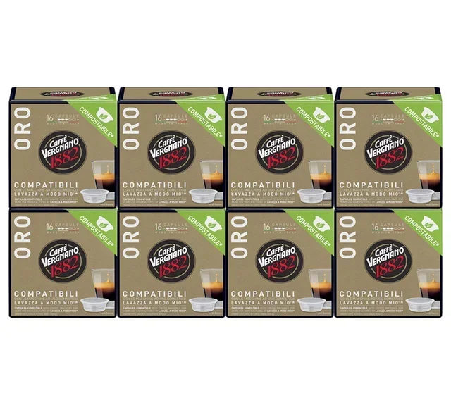 128 Compostable Capsules Compatible with Lavazza A Modo Mio Oro - CAFFE VERGNANO