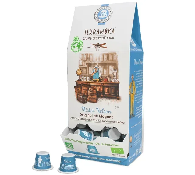 15 биоразградивих капсула Mister Nelson Bio, компатибилних са Nespresso* Original - TERRAMOKA