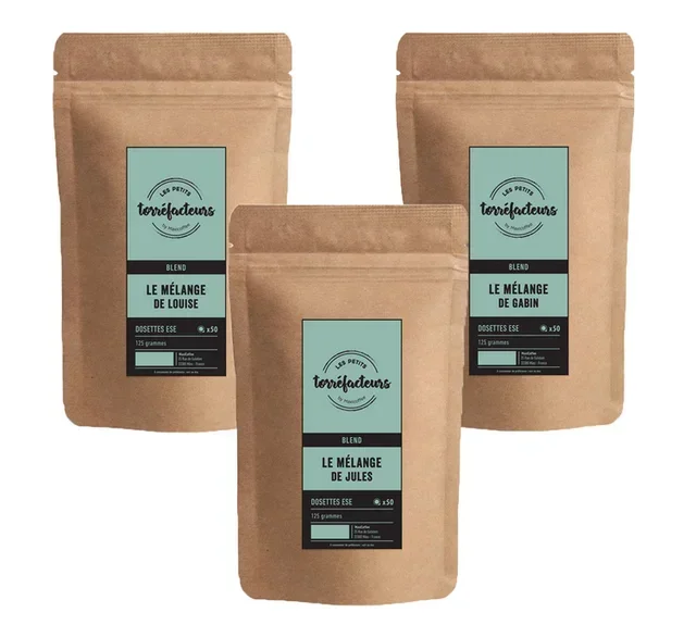 Förpackning 150 ESE-Kapslar - 3 Exklusiva Kaffeblandningar - LES PETITS TORREFACTEURS