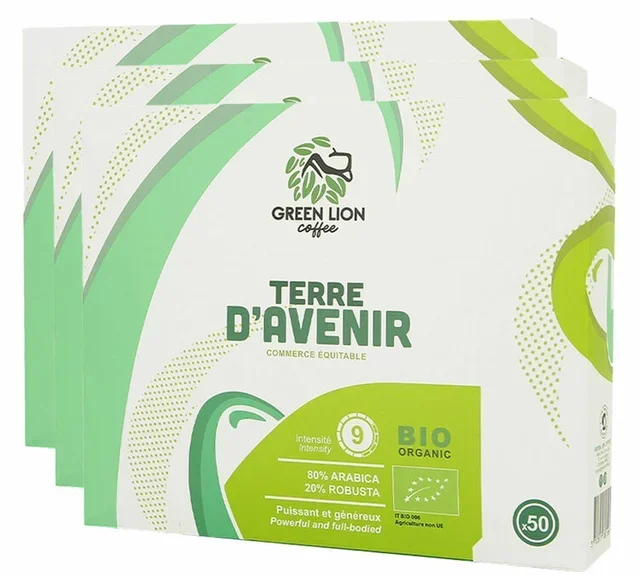 150 Green Lion Coffee Terre d'avenir Capsules for Nespresso* Pro – Organic Fair Trade