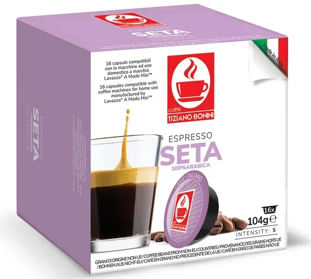 16 CAFFE BONINI Seta Capsules for Lavazza A Modo Mio - 100% Arabica