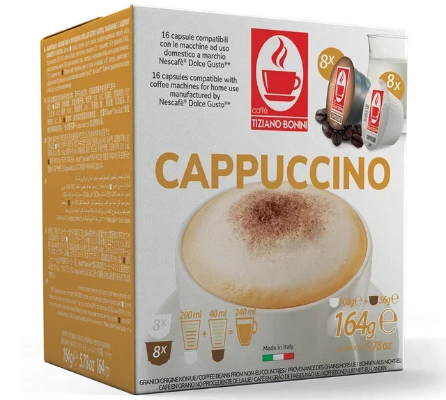 16 Cappuccino Classico Capsules – Compatible with Nescafé* Dolce Gusto* – CAFFE BONINI