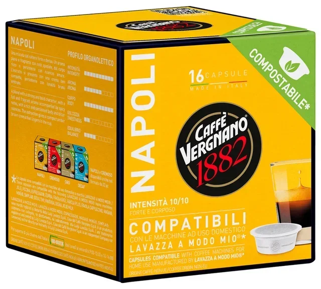 16 komposterbare kapsler A Modo Mio Lavazza Napoli – CAFFE VERGNANO