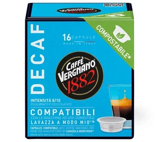16 Compostable Capsules Compatible with A Modo Mio Lavazza Decaf - CAFFE VERGNANO