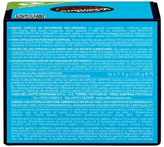 16 Compostable Capsules Compatible with A Modo Mio Lavazza Decaf - CAFFE VERGNANO