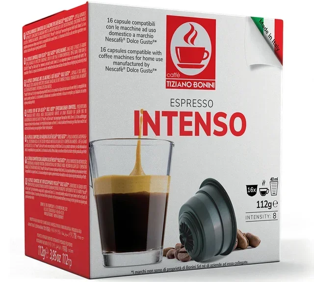 16 Espresso Intenso Capsules by CAFFE BONINI – Nescafé* Dolce Gusto* Compatible