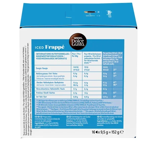 16 Cápsulas Frappé Helado Nescafé* DOLCE GUSTO*