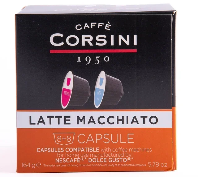 16 Συμβατές Κάψουλες Nescafé* Dolce Gusto* Latte Macchiato – CORSINI