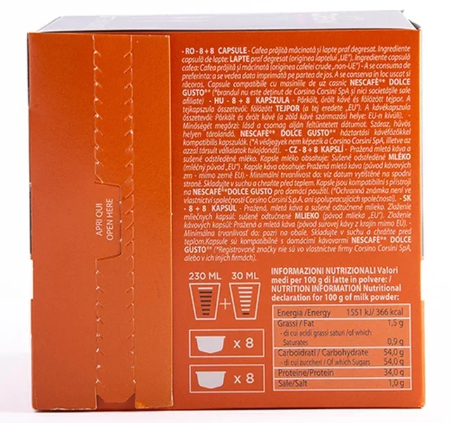 16 Nescafé* Dolce Gusto* Yhteensopivaa Kapselia Latte Macchiato – CORSINI