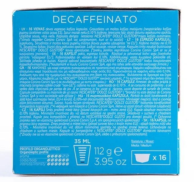 16 CORSINI kapszula Nescafé* Dolce Gusto* Gran Riserva Decaffeinato kompatibilis