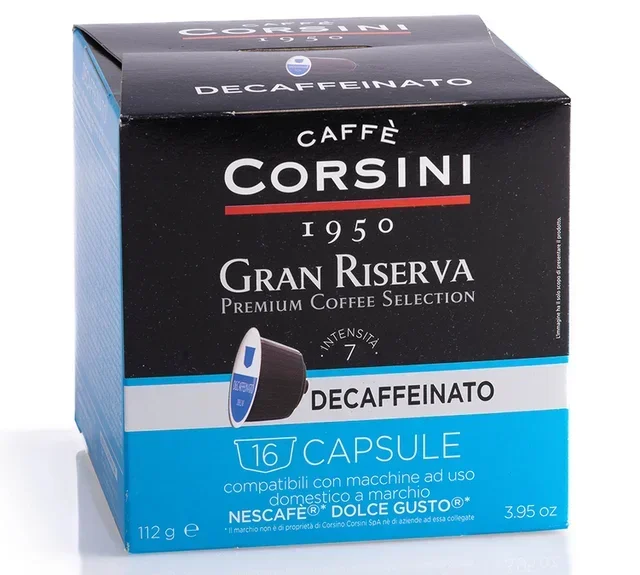 16 CORSINI kapszula Nescafé* Dolce Gusto* Gran Riserva Decaffeinato kompatibilis