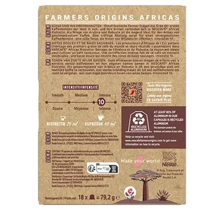 18 Capsules Compatible with Nespresso* Original - Africa Blend - NESCAFE FARMERS ORIGINS