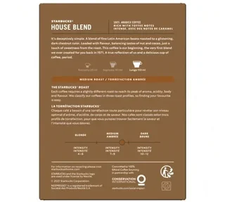 Cápsulas STARBUCKS House Blend compatíveis com Nespresso* Original - 18 unidades