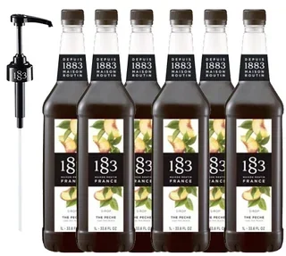 Jarabe 1883 Té Melocotón ROUTIN - Pack Profesional 6x1L + Bomba Dosificadora