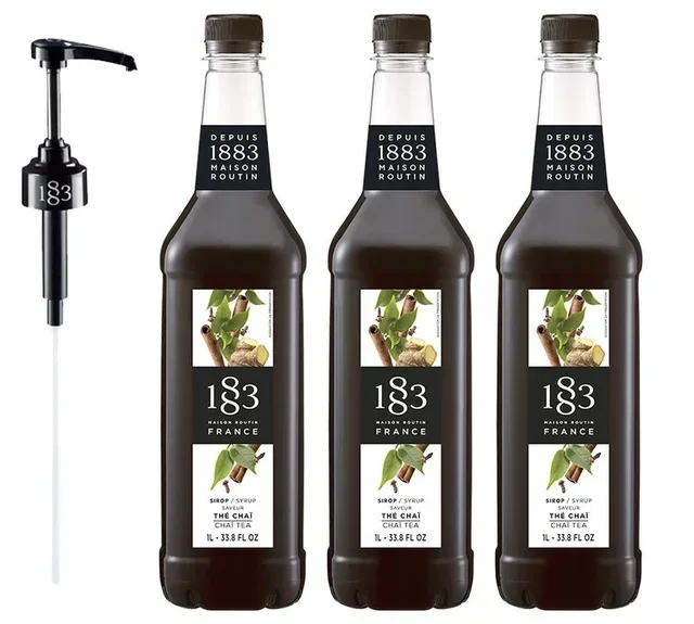 Pack 3 Siropes Té Chai 1883 ROUTIN - 3x1L + Bomba - Profesional