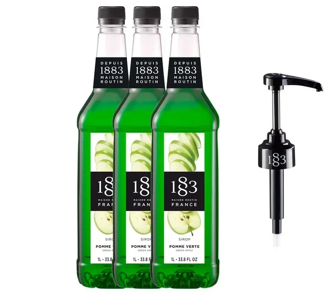 Pack Sirope Manzana Verde 1883 ROUTIN - Profesional 3x1L con Bomba