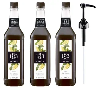 Jarabe Té Limón 1883 ROUTIN - Pack Profesional 3 x 1L con Bomba Dosificadora
