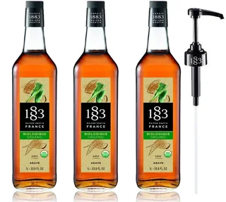 1883 ROUTIN Organic Agave Syrup Bundle - 3x1L Glass + Pump