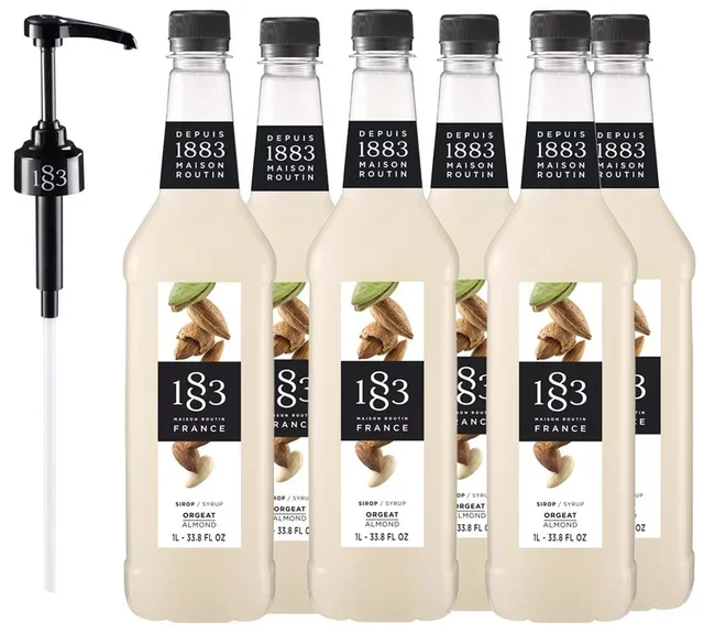 Sirope de Horchata 1883 ROUTIN Profesional - Pack 6 x 1L + Bomba dosificadora - Botella PET