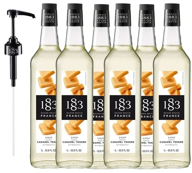 1883 ROUTIN Soft Caramel Syrup Pro Pack - 6x1L Bottles with Pump