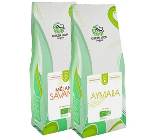 2 kg - Set - Caffè in Grani - Miscela/Origine Pura Bio - GREEN LION COFFEE