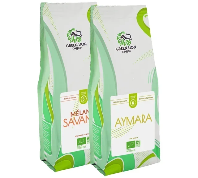 2 kg - Set - Caffè in Grani - Miscela/Origine Pura Bio - GREEN LION COFFEE