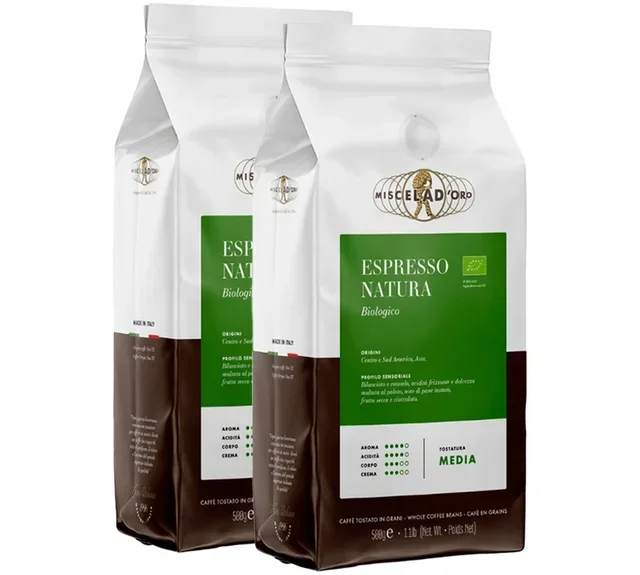 2 x 1 kg - Organic Whole Bean Coffee - Espresso Natura - MISCELA D'ORO