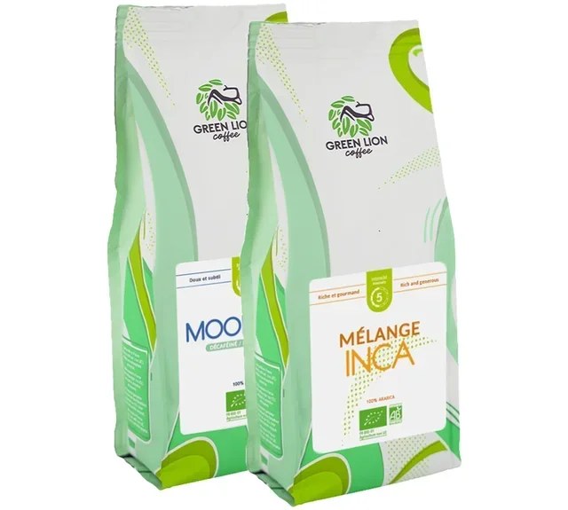 2 x 250 γρ. – Αλεσμένος καφές – Μίγμα Duo Inca &amp; Déca Moonlight Bio – GREEN LION COFFEE