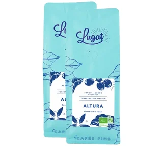 2 x 250 g - Biologische gemalen koffie Le Mélange LUGAT - Italiaans koffiezetapparaat