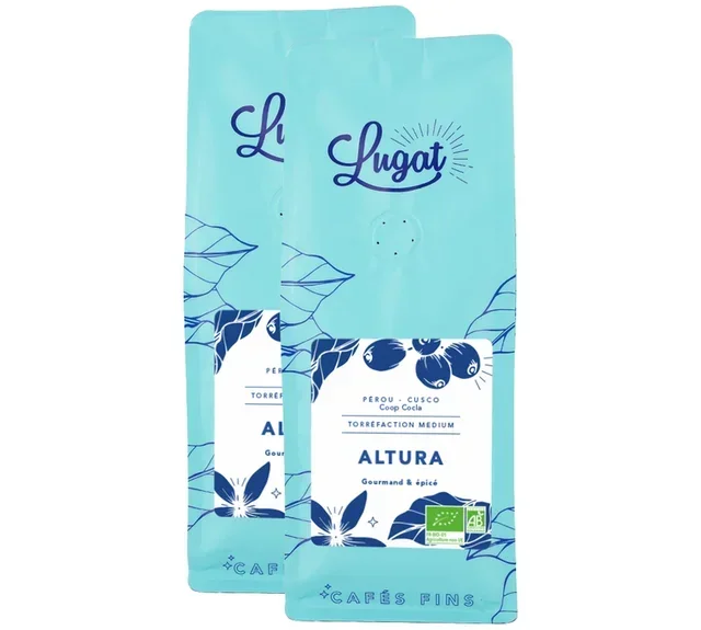 2 x 250 g - Biologische gemalen koffie Le Mélange LUGAT - Italiaans koffiezetapparaat